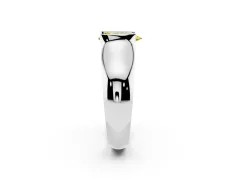 Fancy Yellow Pear Cut Diamond Bezel Solitaire Ring Set in Platinum with Wide Band