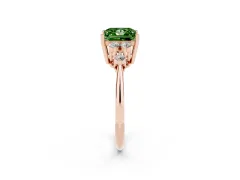 Fancy Green Princess Cut Diamond Cluster Ring Set in Rose gold with Plain Band and Prong Setting