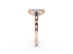 Fancy Blue Emerald Cut Diamond Cluster Halo Solitaire Ring Set in Rose gold with Prong Setting