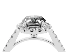 Fancy Black Oval Cut Diamond Halo Pavé Engagement Ring Set in White gold with Prong Setting