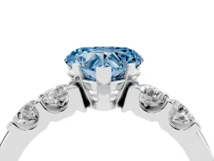 Fancy Blue Heart Cut Diamond Five-Stone Prong Set Engagement Ring Set in White gold with Channel Band