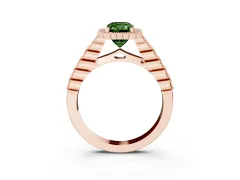 Fancy Green Radiant Cut Diamond Halo Ring Set in Rose gold with Pavé Milgrain Band
