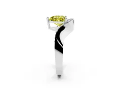 Fancy Yellow Heart Cut Diamond Solitaire Engagement Ring Set in Platinum with Pavé Shoulders