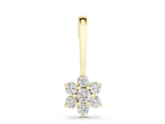 Round Diamond Cluster Pendant Set in Yellow gold with Six-Prong Setting