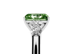 Fancy Green Radiant Cut Diamond Five-Stone Prong Set Band Ring Set in White gold with Polished Band