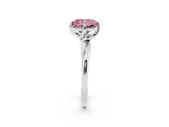 Fancy Pink Radiant Cut Diamond Solitaire Engagement Ring Set in Silver with Classic Plain Band