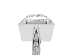Princess Cut Diamond Halo Engagement Ring Set in White gold with Accent Split Shank Band