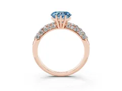 Fancy Blue Heart Cut Diamond Pavé Band Solitaire Ring Set in Rose gold with Close-Set Accent Stones and Prong Setting