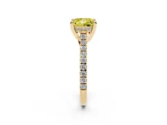 Fancy Yellow Princess Cut Diamond Solitaire Ring Set in Yellow gold with Brilliant Pavé Band and Prong Setting