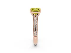 Fancy Yellow Asscher Cut Diamond Split Shank Pavé Engagement Ring Set in Rose gold with Prong-Set Center Stone