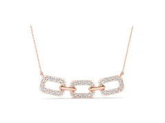 Pavé Cushion Link Pendant Set in Rose gold with Shared Prong Setting