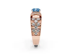 Fancy Blue Cushion Cut Diamond Milgrain Halo Pavé Engagement Ring Set in Rose gold with Prong Setting