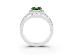 Fancy Green Asscher Cut Diamond Halo Ring Set in Silver with Double Pavé Split Shank