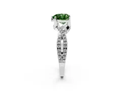 Fancy Green Heart Cut Diamond Twist Pavé Solitaire Engagement Ring Set in Silver with Prong Setting