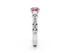 Fancy Pink Cushion Cut Diamond Channel Set Solitaire Engagement Ring Set in Platinum with Prong Setting