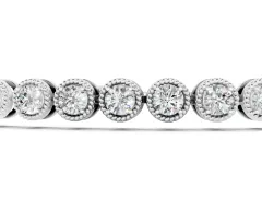 Round Diamond Bezel-Set Tennis Bracelet Set in White gold with Adjustable Box Chain