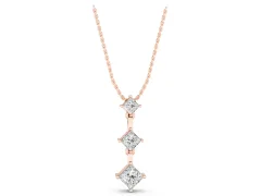 Triple Princess Cut Drop Pendant Set in Rose gold with Four-Prong Setting