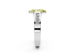 Fancy Yellow Marquise Cut Diamond Solitaire Ring Set in Silver with Channel-Set Accent Stones and Prong Setting