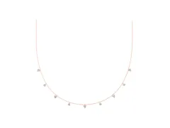Heart and Round Diamond Station Necklace Set in Rose gold with Alternating Stones