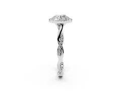 Round Cut Diamond Halo Twist Band Solitaire Ring Set in White gold with Prong Setting