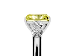 Fancy Yellow Radiant Cut Diamond Five-Stone Prong Set Band Ring Set in White gold with Polished Band