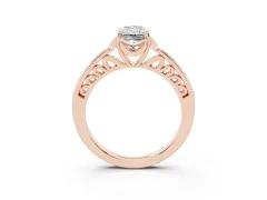 Radiant Cut Diamond Halo Ring Set in Rose gold with Channel Set Band and Prong Setting