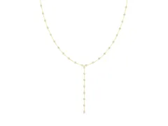 Round Diamond Station Y Necklace Set in Yellow gold with Bezel Setting