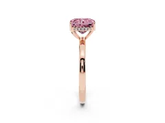 Fancy Pink Radiant Cut Diamond Solitaire Ring Set in Rose gold with Plain Band and Prong Setting