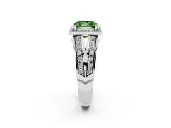 Fancy Green Princess Cut Diamond Halo Ring Set in Platinum with Double Pavé Split Shank