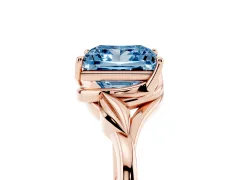 Fancy Blue Princess Cut Diamond Solitaire Ring Set in Rose gold with Polished Twist Band