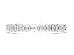 Round Diamond Tennis Bracelet Set in Silver with Oval Bezels and Four-Prong Setting