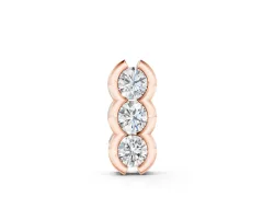 Three Stone Round Diamond Pendant Set in Rose gold with Shared Prong Setting