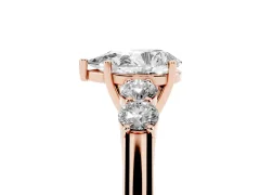 Pear Cut Diamond Five-Stone Prong Set Band Ring Set in Rose gold with Polished Band