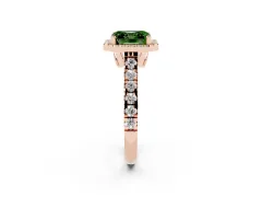 Fancy Green Asscher Cut Diamond Halo Engagement Ring Set in Rose gold with Pavé Band and Prong-Set Center