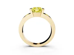 Fancy Yellow Cushion Cut Diamond Channel-Set Band Ring Set in Yellow gold with Bezel Prong Setting