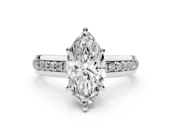 Marquise Cut Diamond Solitaire Ring Set in White gold with Channel Set Band and Prong Setting