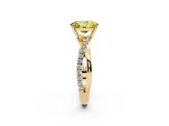 Fancy Yellow Oval Cut Diamond Twisted Pavé Band Ring Set in Yellow gold with Prong Setting