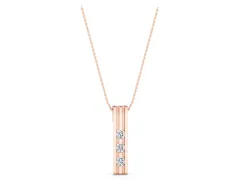 Three-Stone Round Diamond Channel Set Pendant Set in Rose gold with Polished Framework