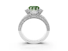 Fancy Green Heart Cut Diamond Milgrain Halo Pavé Engagement Ring Set in Platinum with Prong Setting