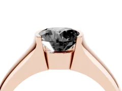 Fancy Black Round Cut Diamond Bezel Solitaire Ring Set in Rose gold with Wide Band