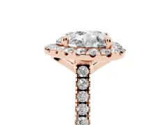 Heart Cut Diamond Cushion Halo Ring Set in Rose gold with Pavé Band