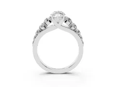 Marquise Cut Diamond Solitaire Ring Set in Silver with Pavé-Set Band and Prong Setting