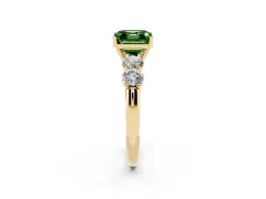 Fancy Green Asscher Cut Diamond Five-Stone Prong Set Ring Set in Yellow gold with Classic Band