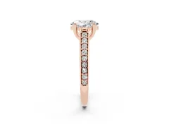 Oval Cut Diamond Prong Set Solitaire Engagement Ring Set in Rose gold with Pavé Band