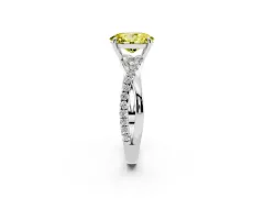 Fancy Yellow Oval Cut Diamond Twisted Pavé Band Ring Set in Platinum with Prong Setting