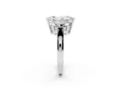 Marquise Cut Diamond Three-Stone Ring Set in Platinum with Channel-Set Band and Prong Settings