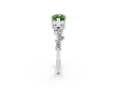 Fancy Green Marquise Cut Diamond Ring Set in White gold with Scattered Round Accents