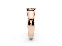 Fancy Pink Radiant Cut Diamond Bezel Solitaire Ring Set in Rose gold with Wide Band