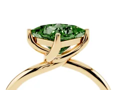 Fancy Green Princess Cut Diamond Solitaire Engagement Ring Set in Yellow gold with Classic Plain Band