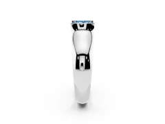 Fancy Blue Princess Cut Diamond Bezel Solitaire Ring Set in Silver with Wide Band